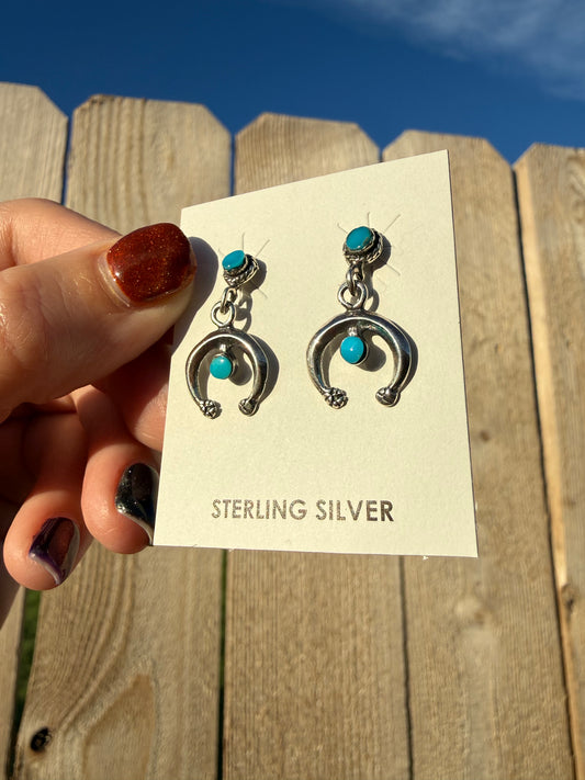 Navajo Turquoise Naja Sterling Silver Earrings