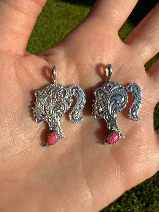 Navajo Pink Balloon Opal Sterling Silver Pendant