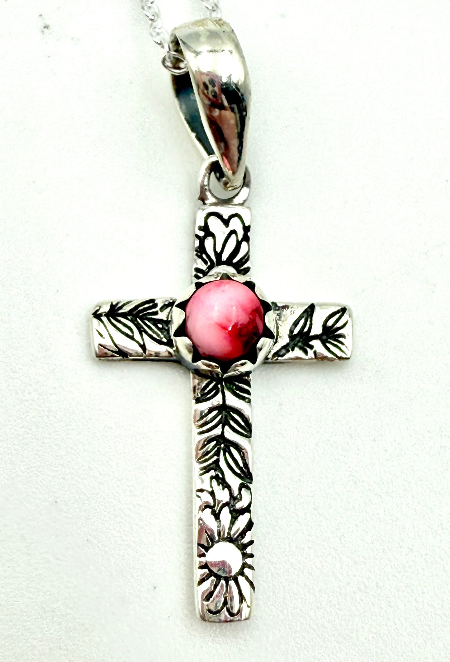 Cross Turquoise and Stone Accent Sterling Silver Necklace