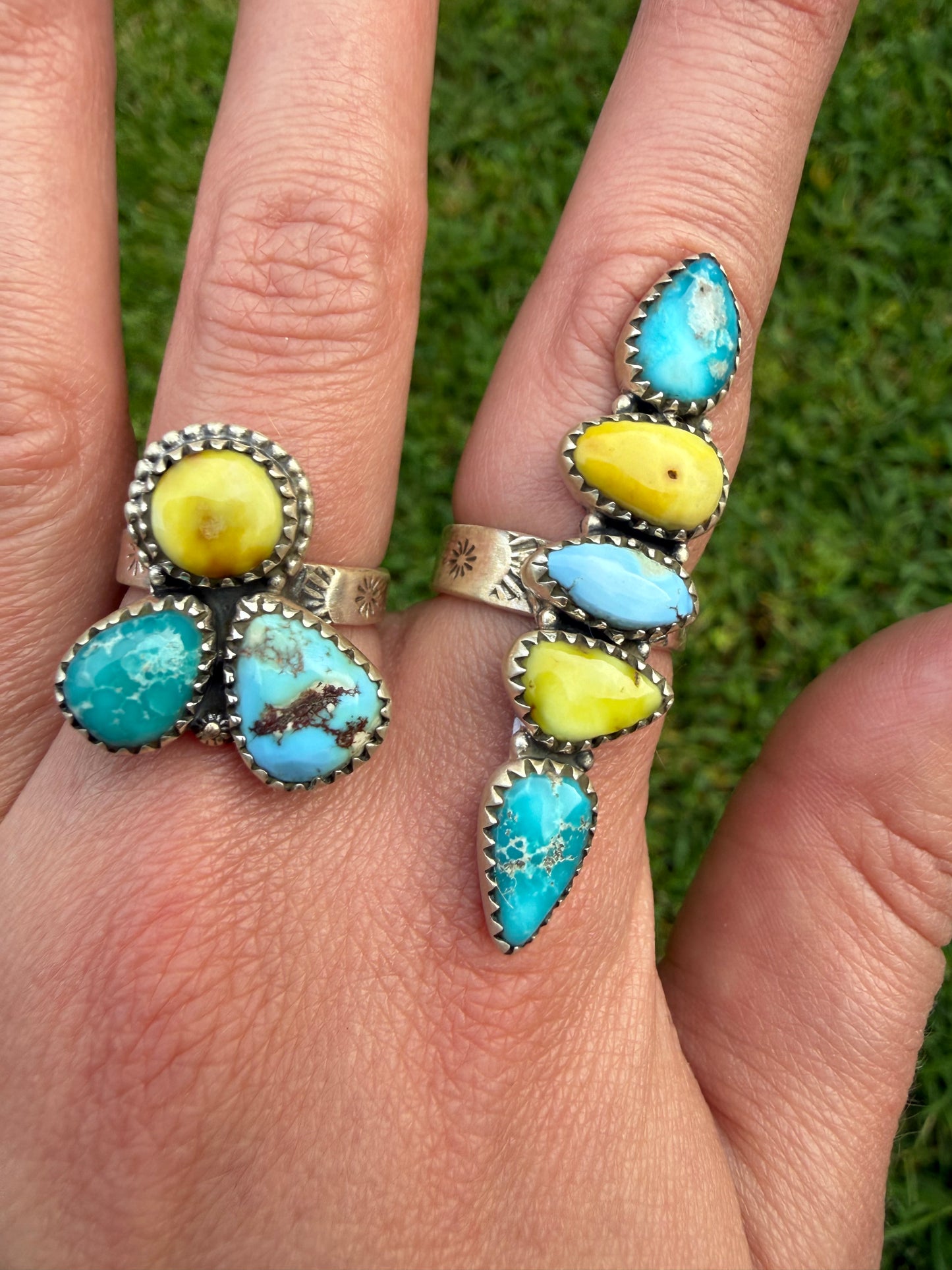 Palomino, Whitewater, and Golden Hills Mixed Stone Adjustable Rings or Cuff Bracelet