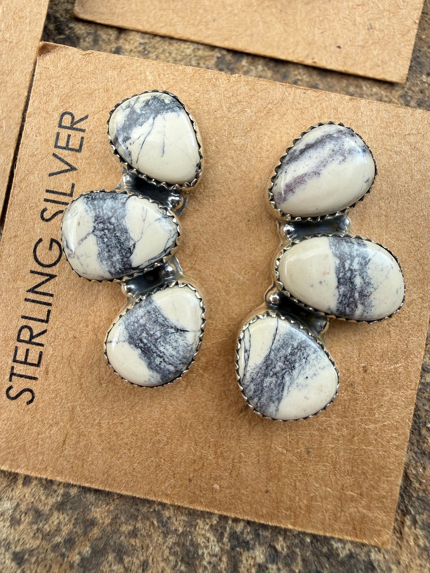 Porcelain Jasper Sterling Silver Earrings