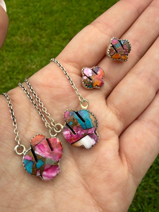 Pink Spiny Dahlia Cactus Necklace or Earrings
