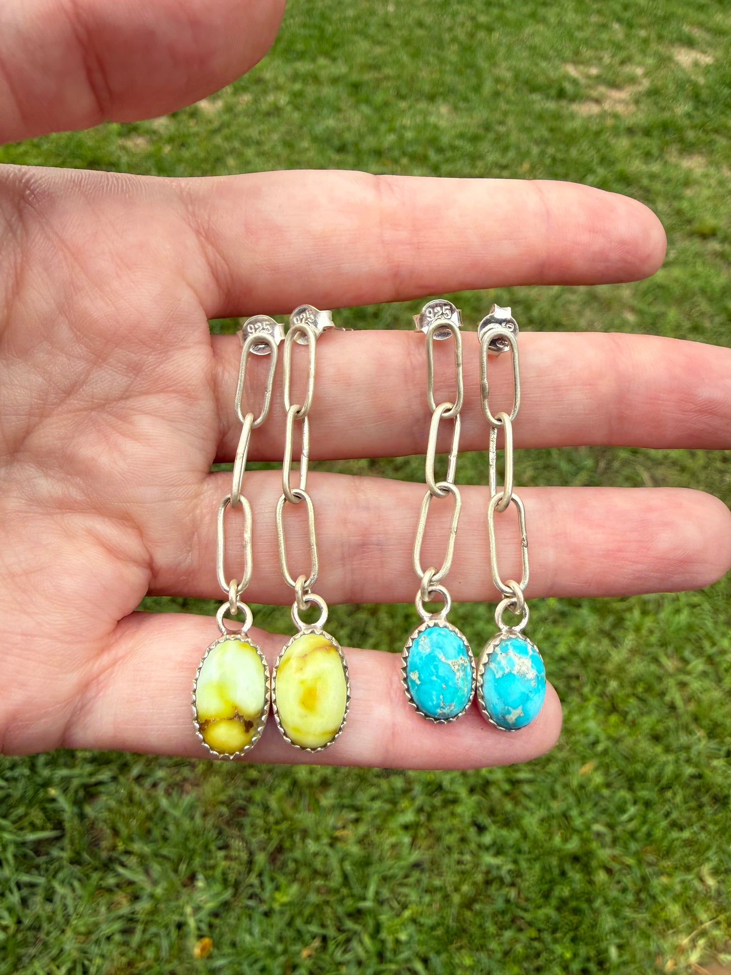 Palomino and Whitewater Chain Dangle Sterling Silver Earrings