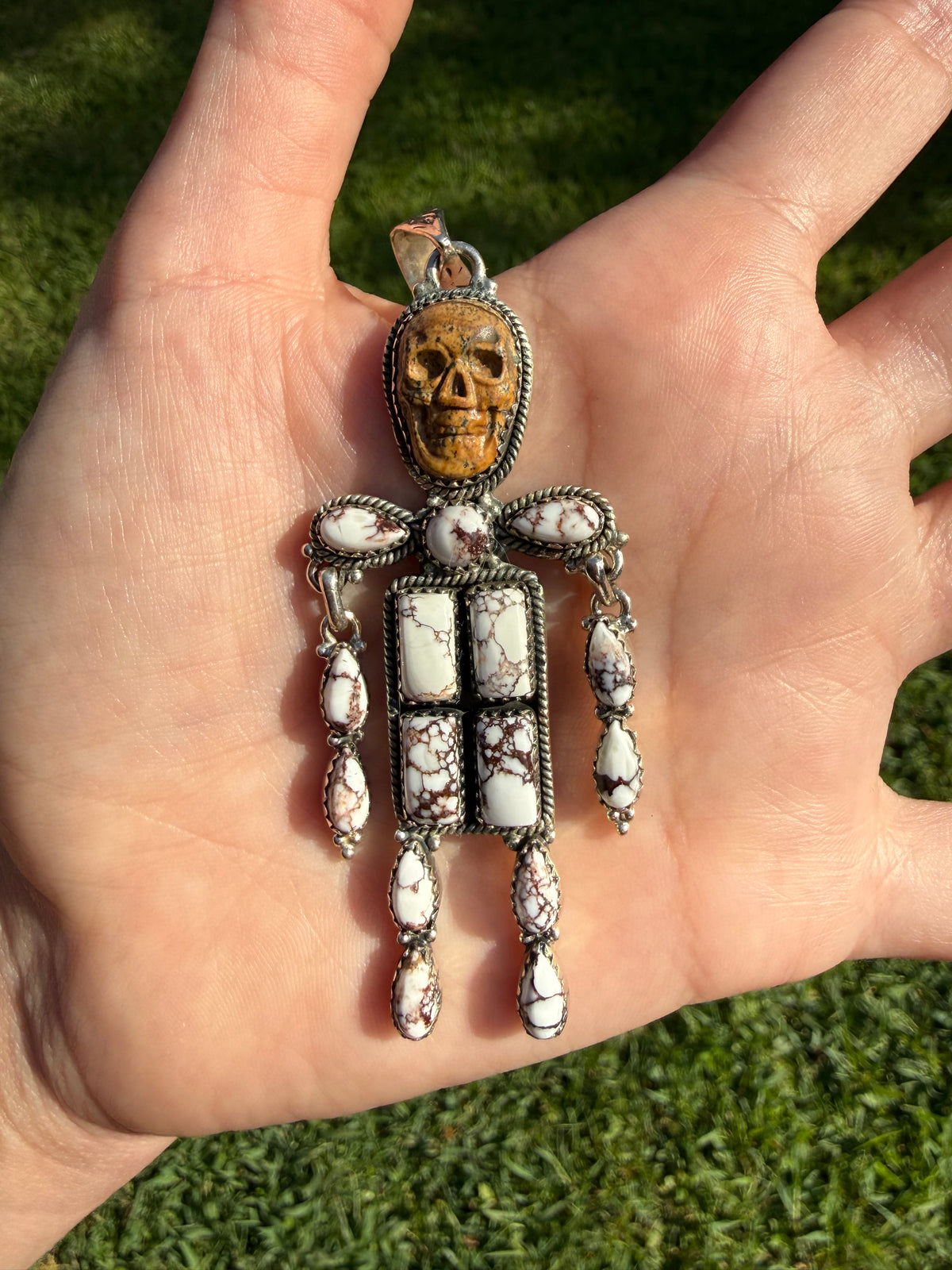 Wild Horse Skeleton Man Sterling Silver Pendant