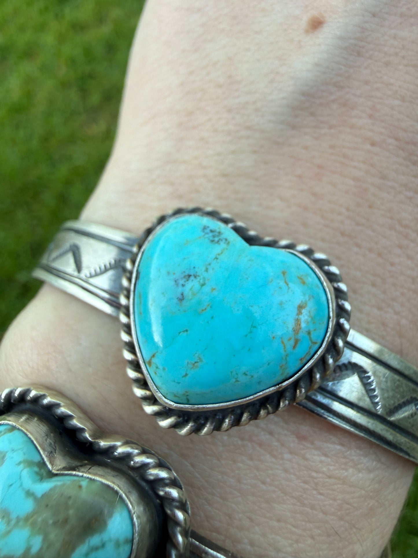 Native Heart Turquoise Sterling Silver Cuff Bracelet