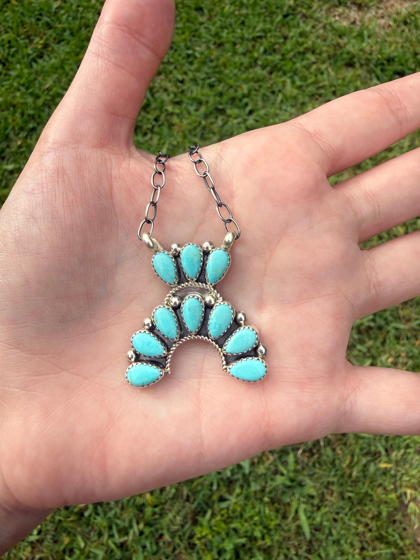 Native Turquoise Naja Sterling Silver Necklace