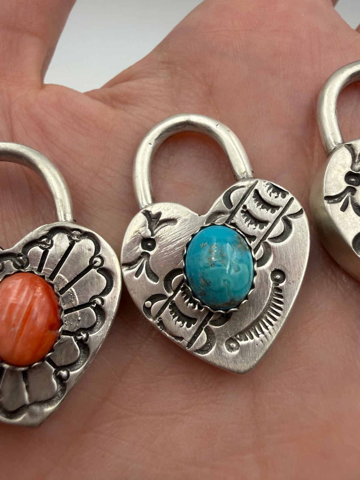 Navajo Multi Stone or Turquoise Locket Sterling Silver Pendant