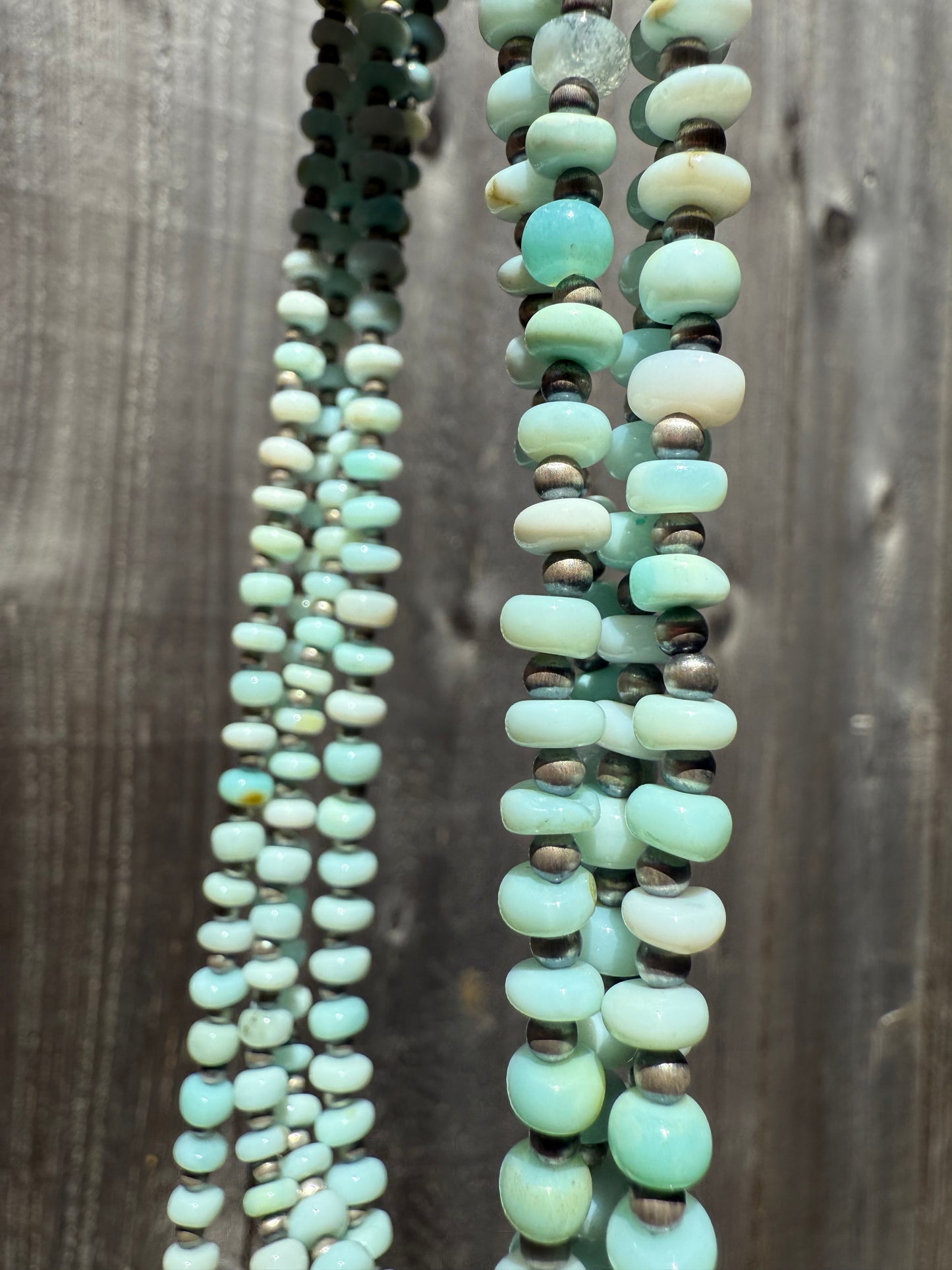 Light Blue Opal and Desert Pearl Sterling Silver 18-20 Inch Necklace