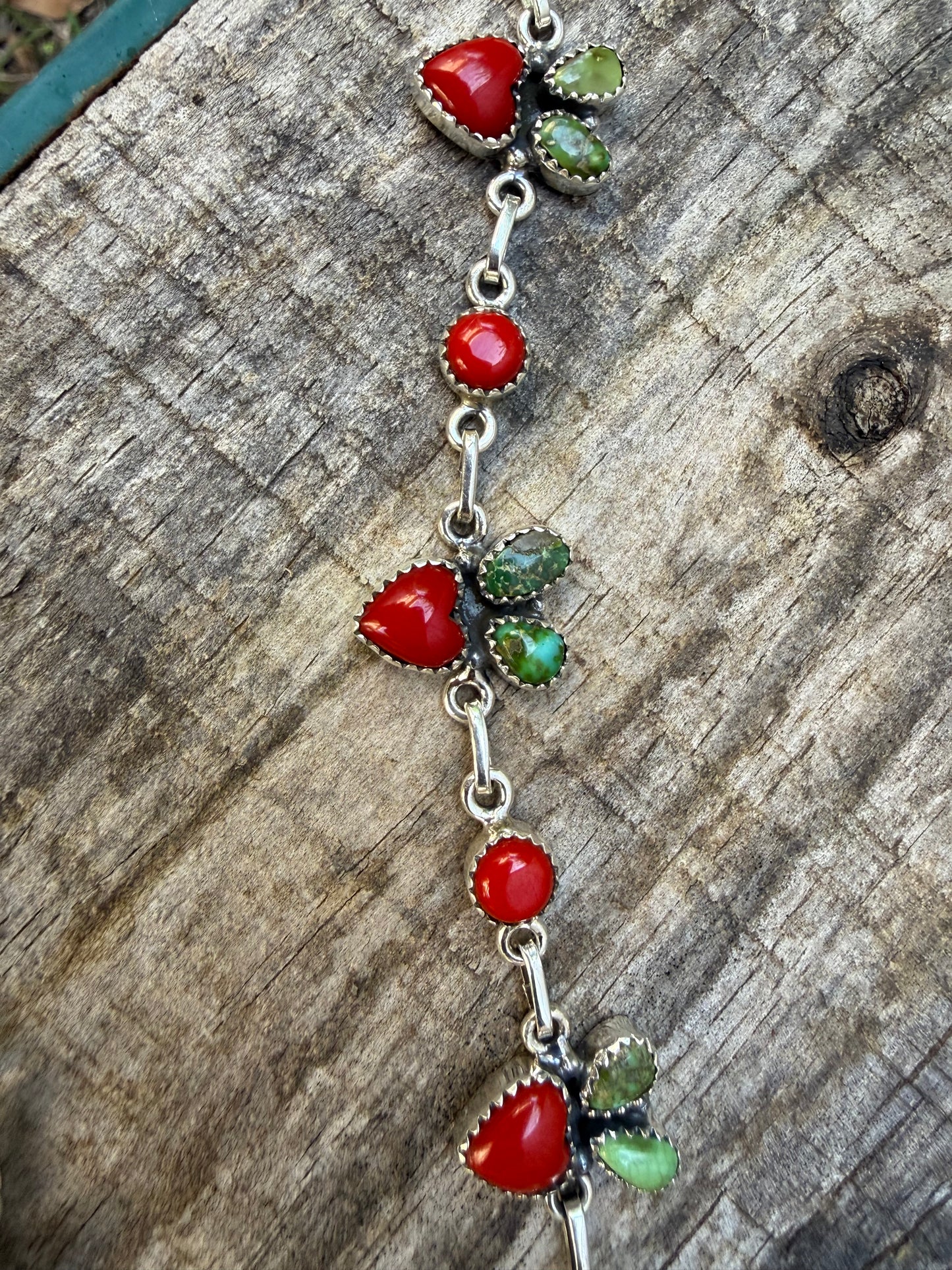 Cherry Red Rosarita and Sonoran Gold Turquoise Sterling Silver Bracelet