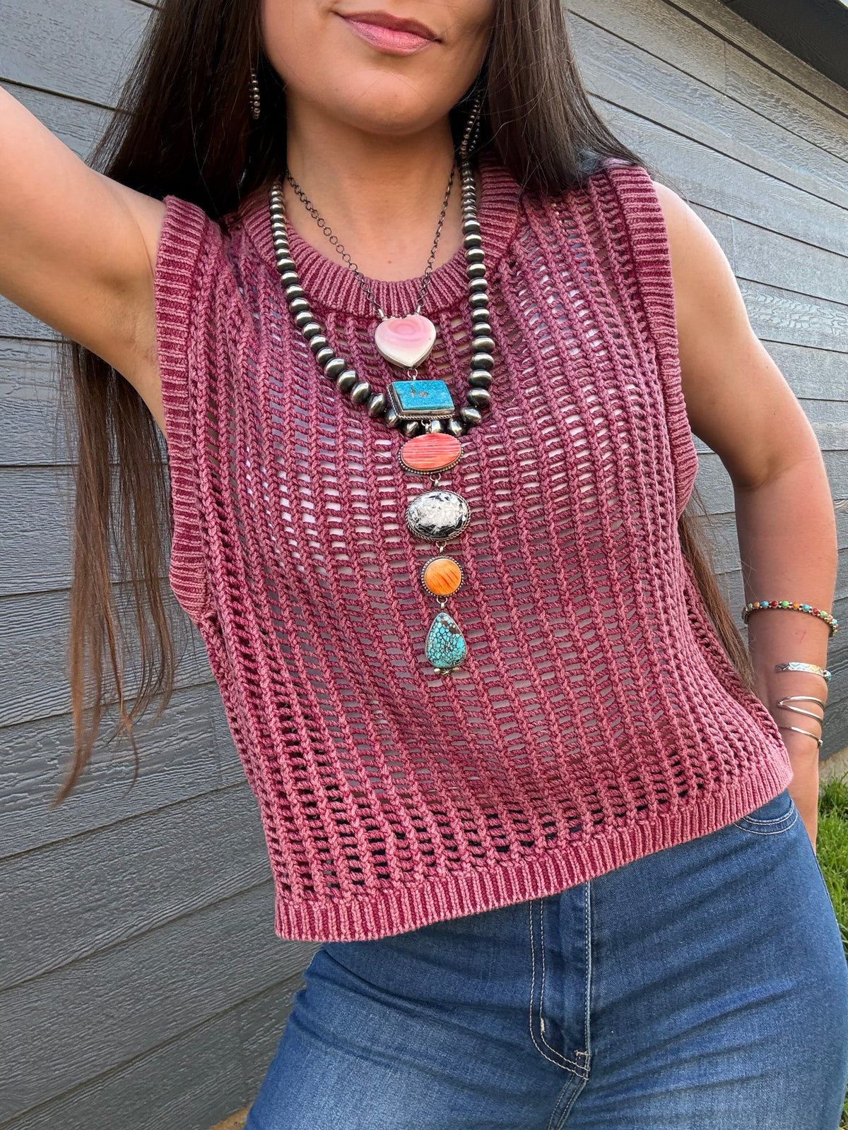 I Live In The South Cropped Knit Sweater Vest