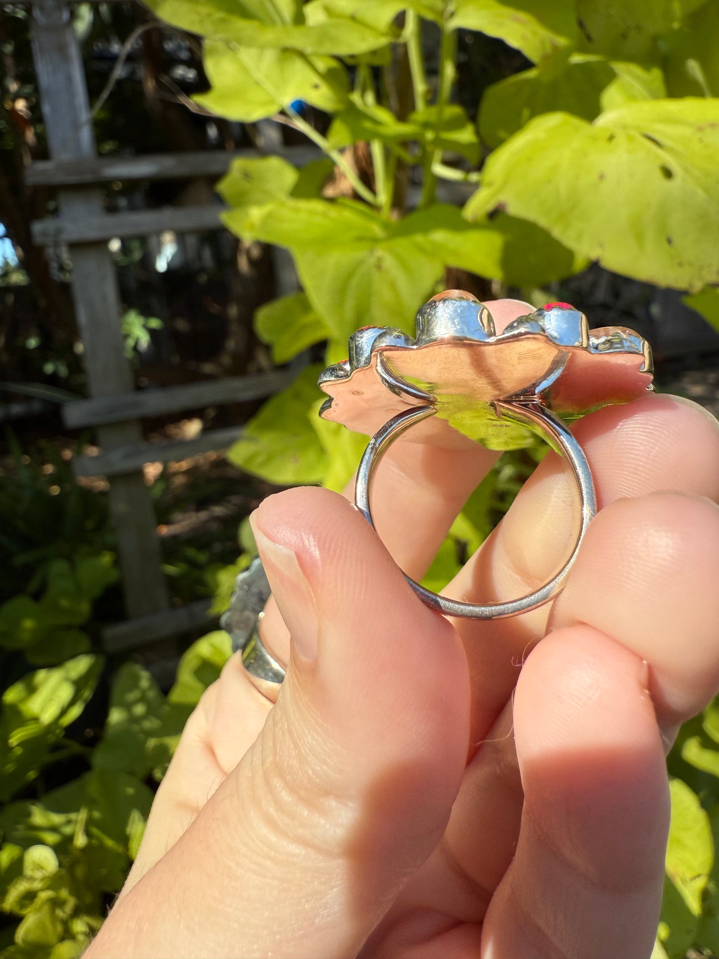 Pink Conch Statement Sterling Silver Balloon Opal Ring