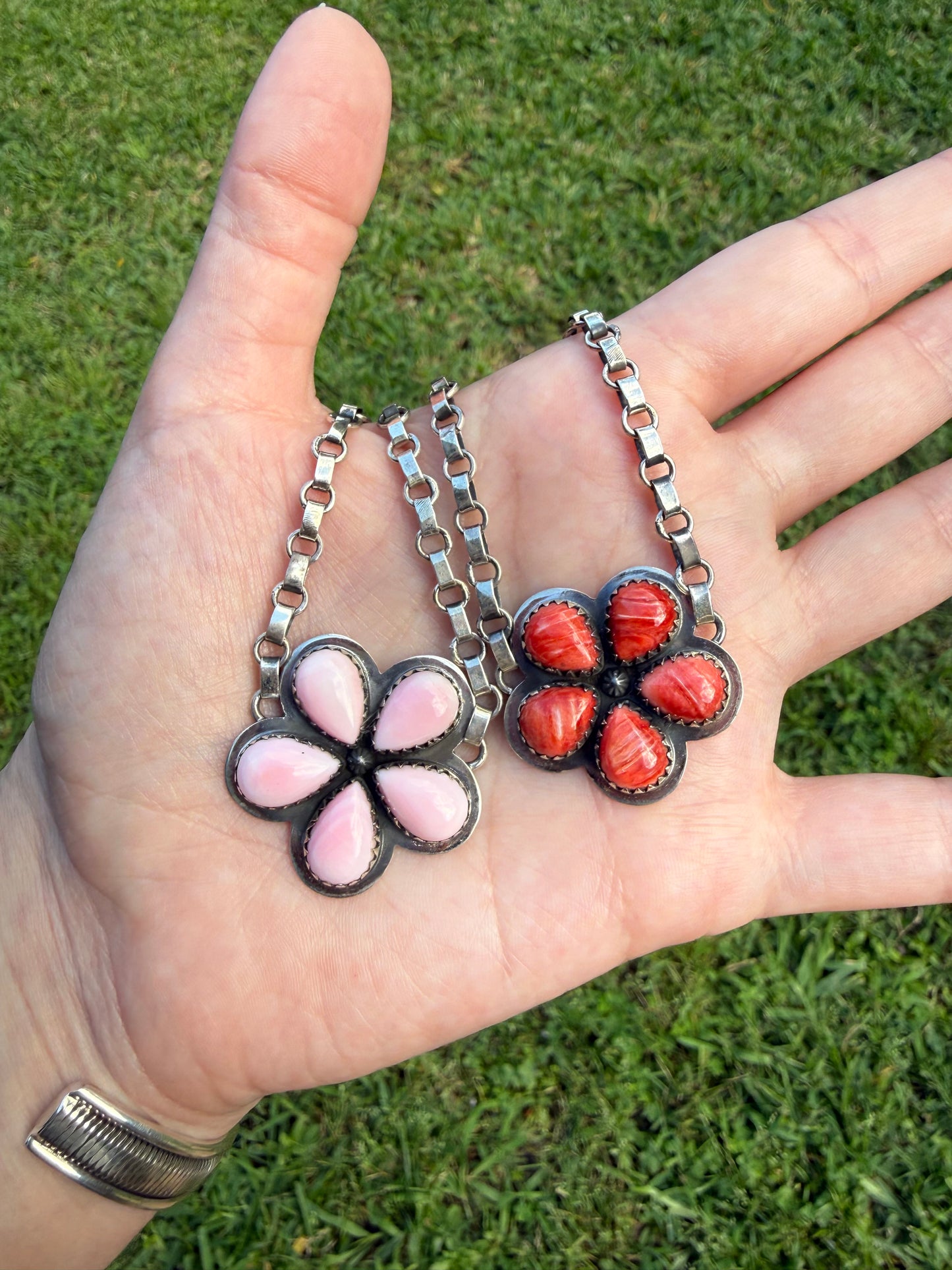 Pink Conch or Red Spiny Sterling Silver Choker Necklace