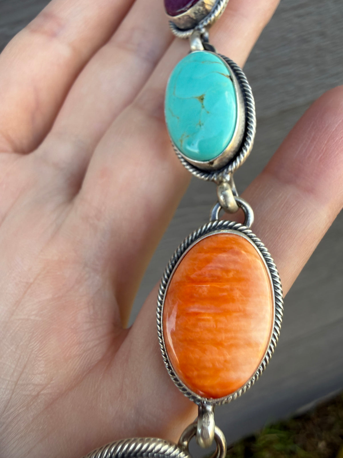 Navajo Multi 7 Stone Choker Sterling Silver Necklace