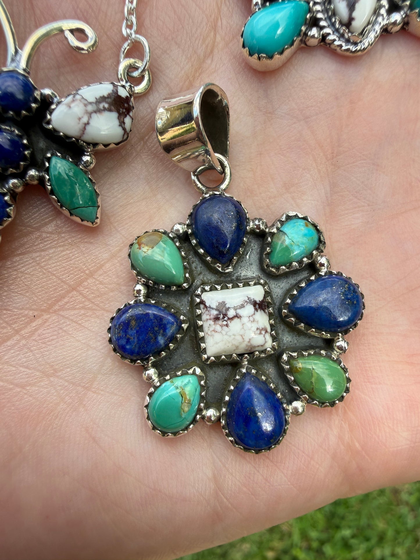 Turquoise Wild Horse And Blue Lapis Unique Combo Necklaces or Ring Or Pendant