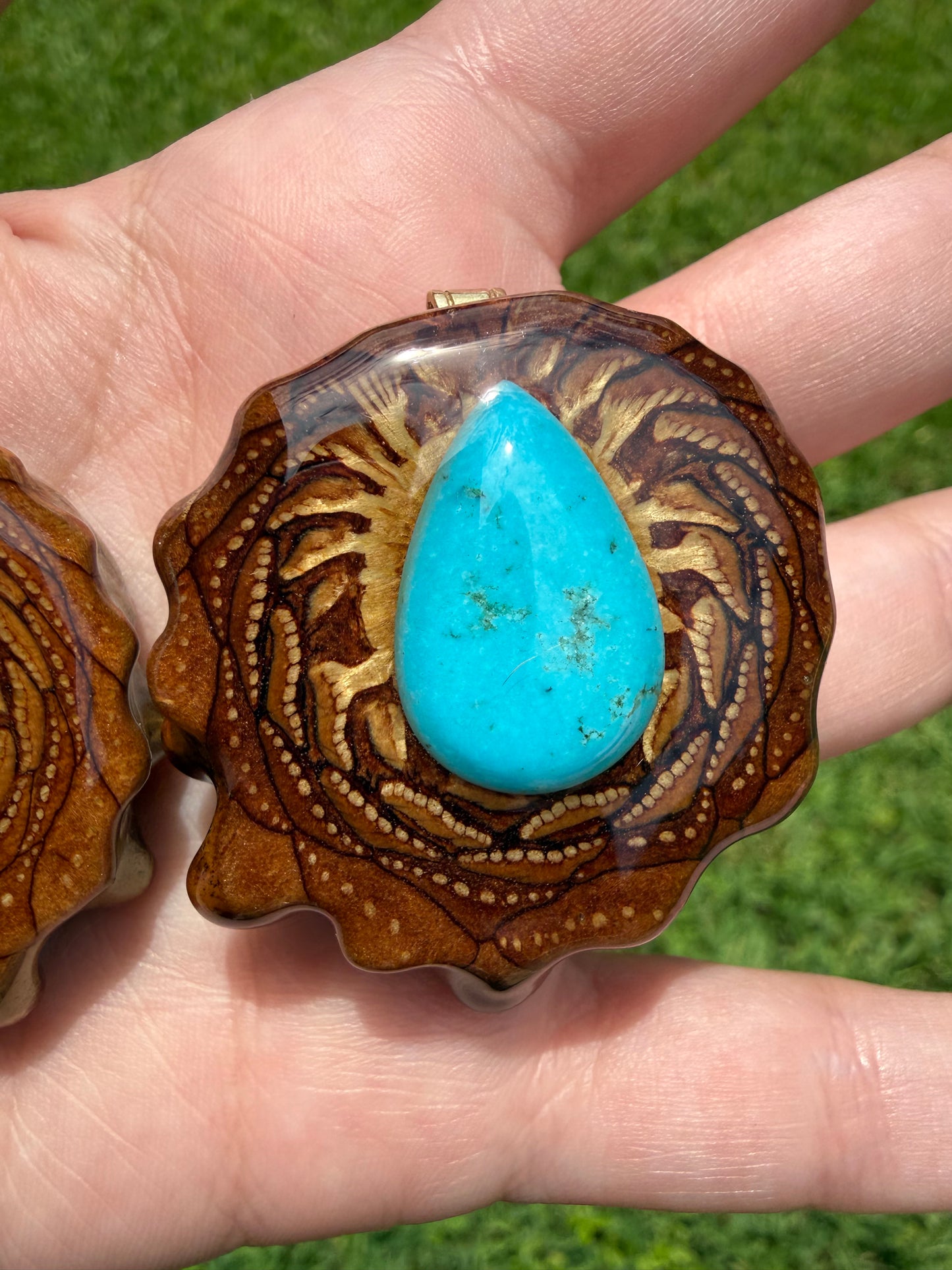 Turquoise Pinecone Pendant Necklace