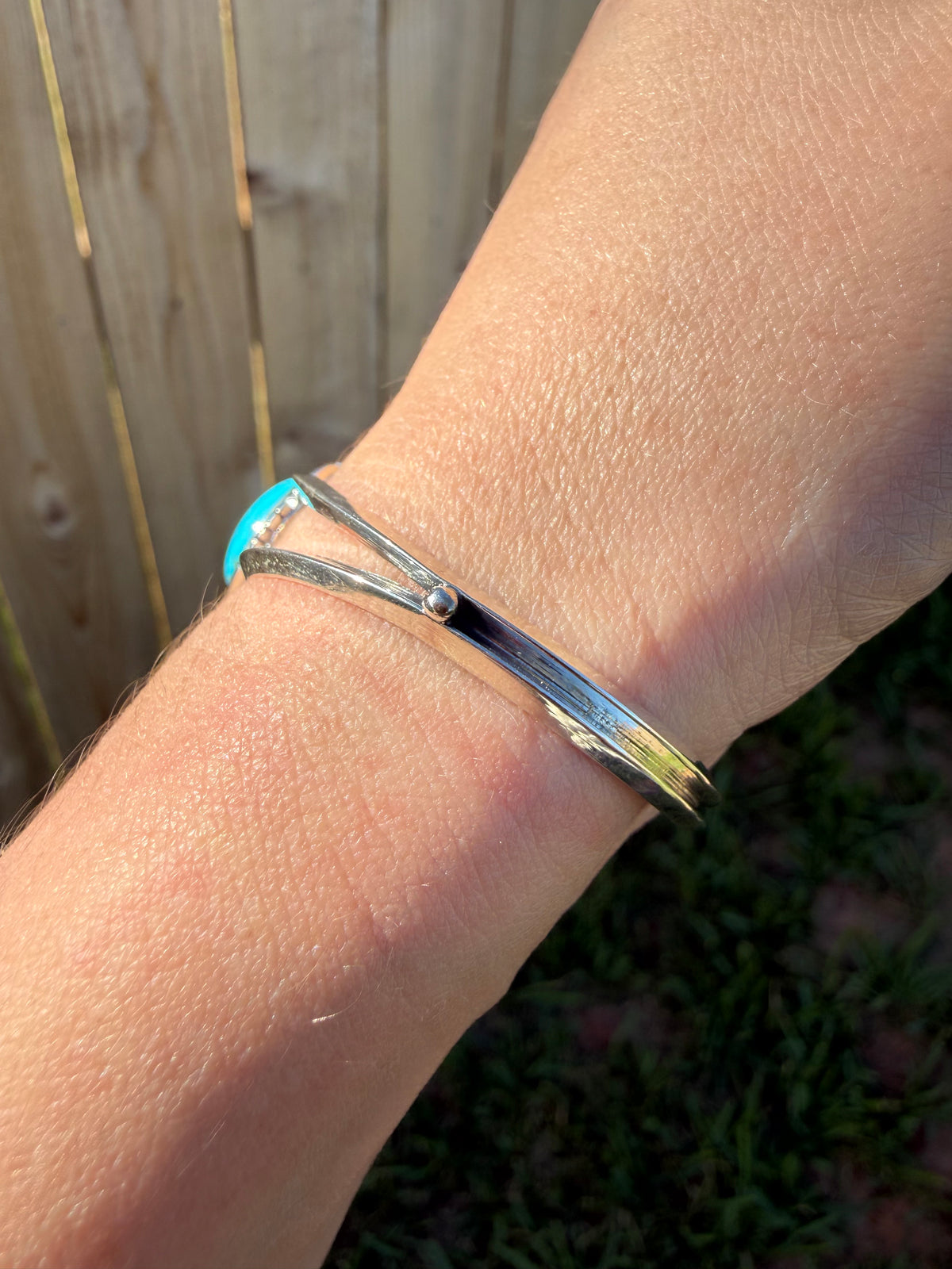 Navajo 1 Stone Daily Sterling Silver Handmade Cuff Bracelet by Amos Begay