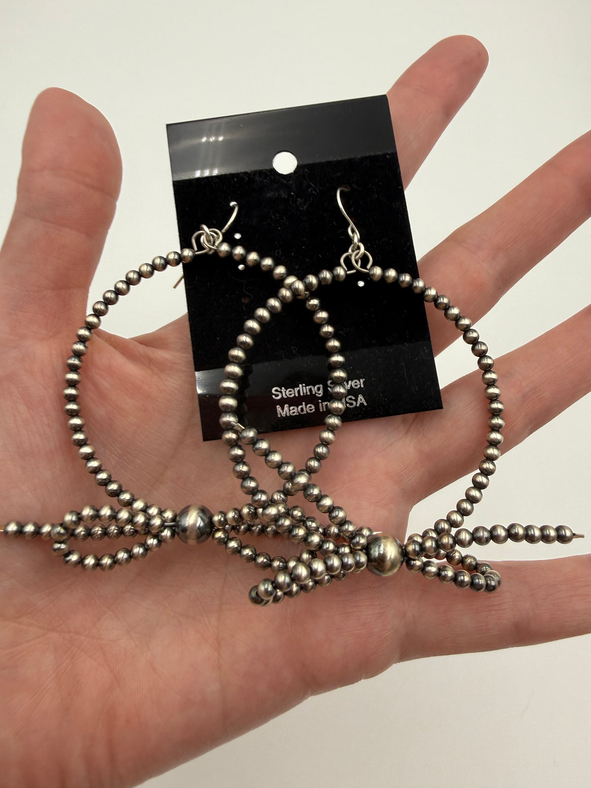 Desert Pearl Bow Hoop Sterling Silver Earrings