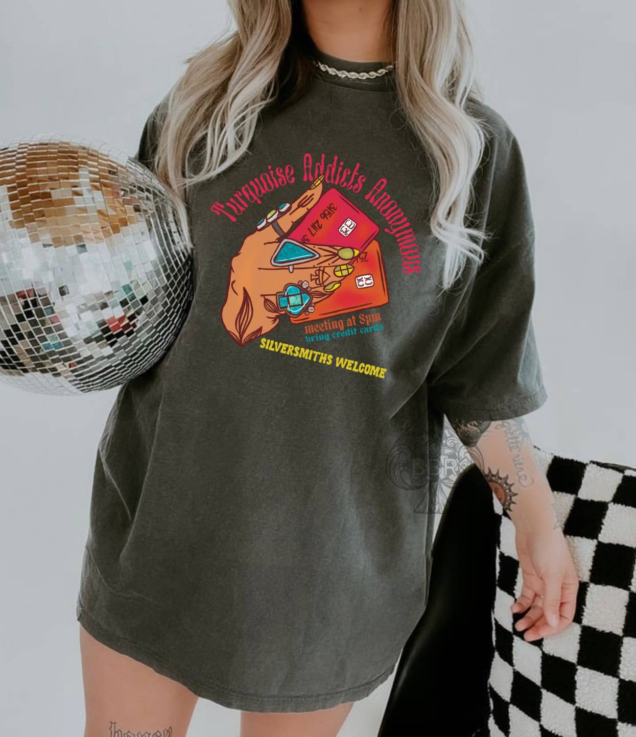 Turquoise Addicts Anonymous Western Graphic Tee 