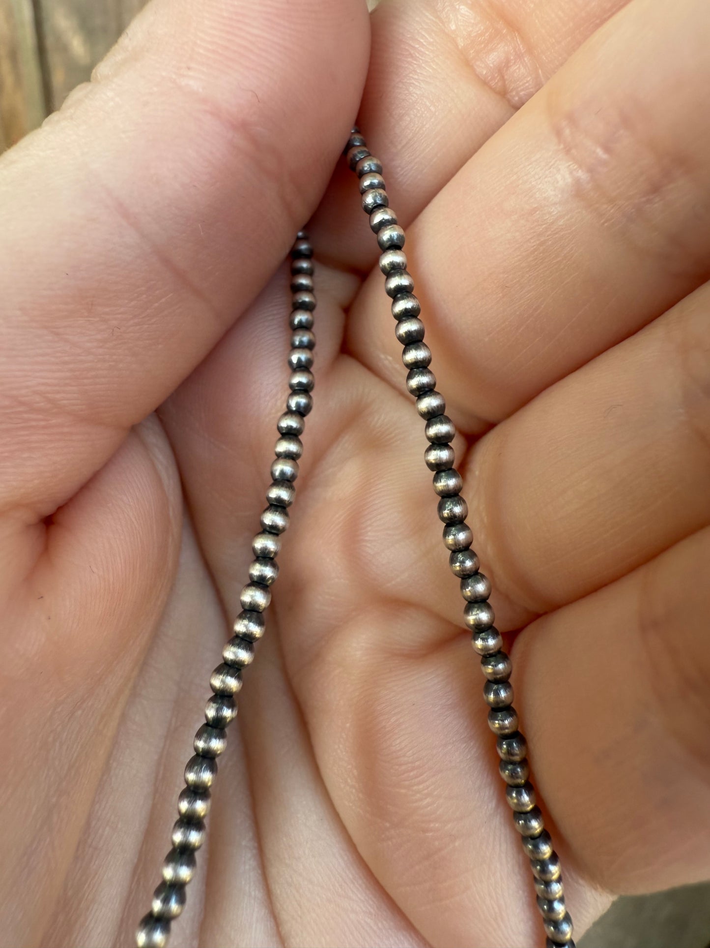 2 MM 18-20 Inch Sterling Silver Desert Pearl Necklace