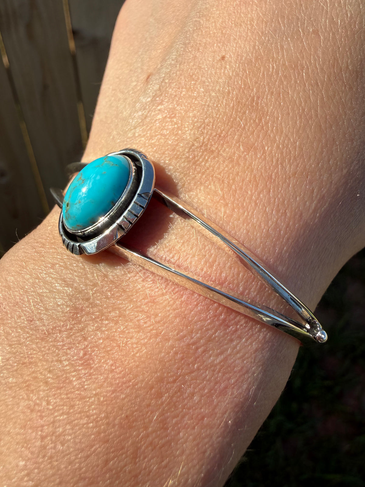 Navajo 1 Stone Daily Sterling Silver Handmade Cuff Bracelet by Amos Begay