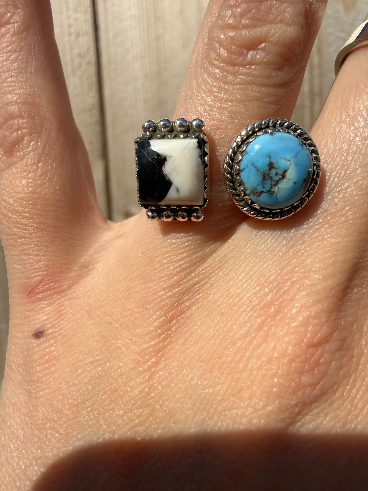 Golden Hills Turquoise and White Buffalo Sterling Silver Adjustable Ring
