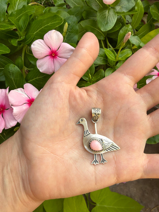 Silly Goose Turquoise Sterling Silver Handmade Pendant