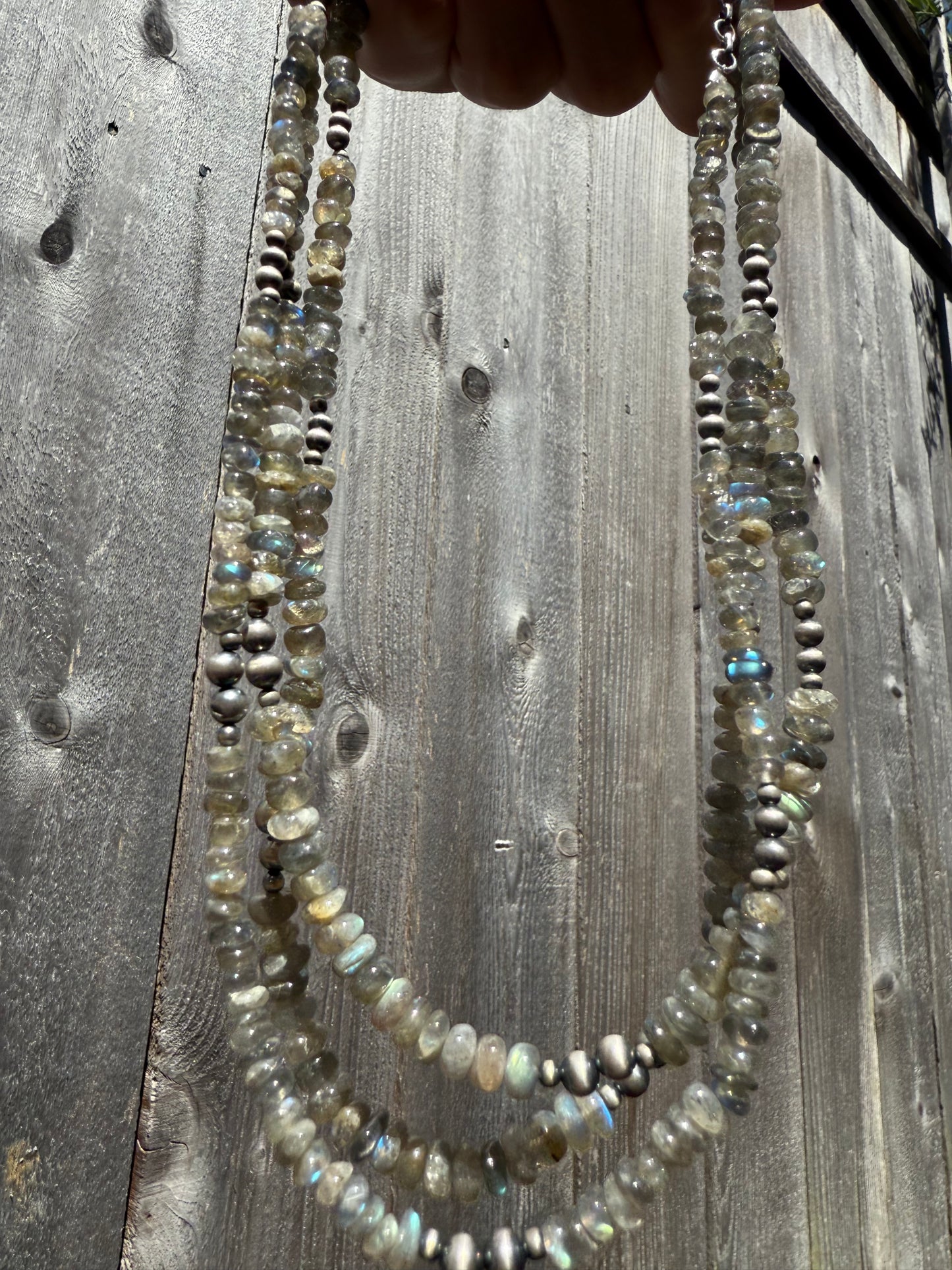 Labradorite Desert Pearl Sterling Silver 18-20 Inch Necklace