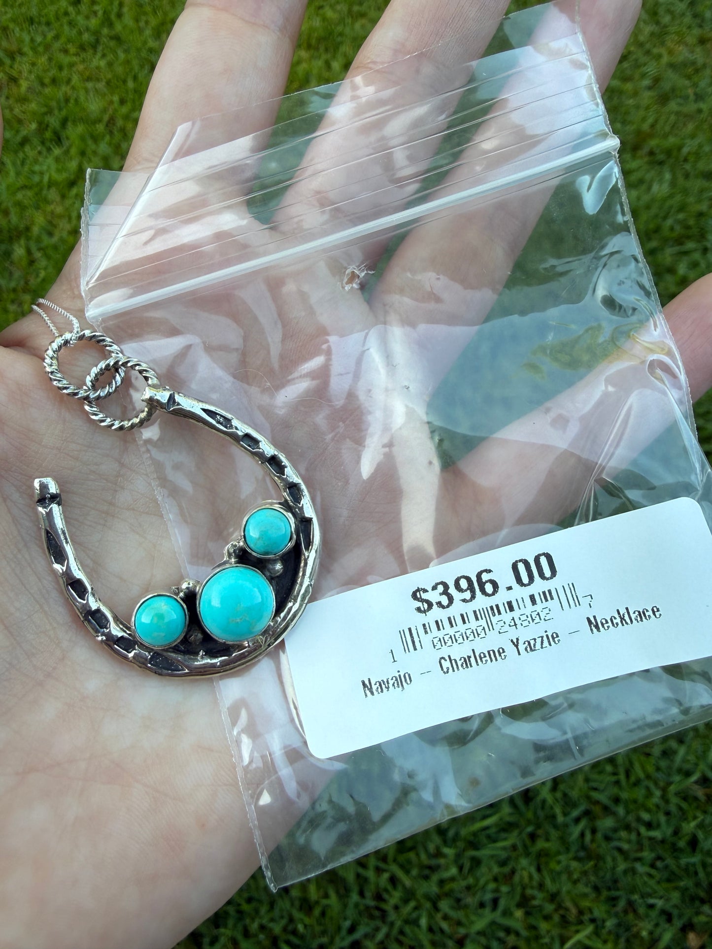 Navajo Turquoise Sideways Hanging Horseshoe