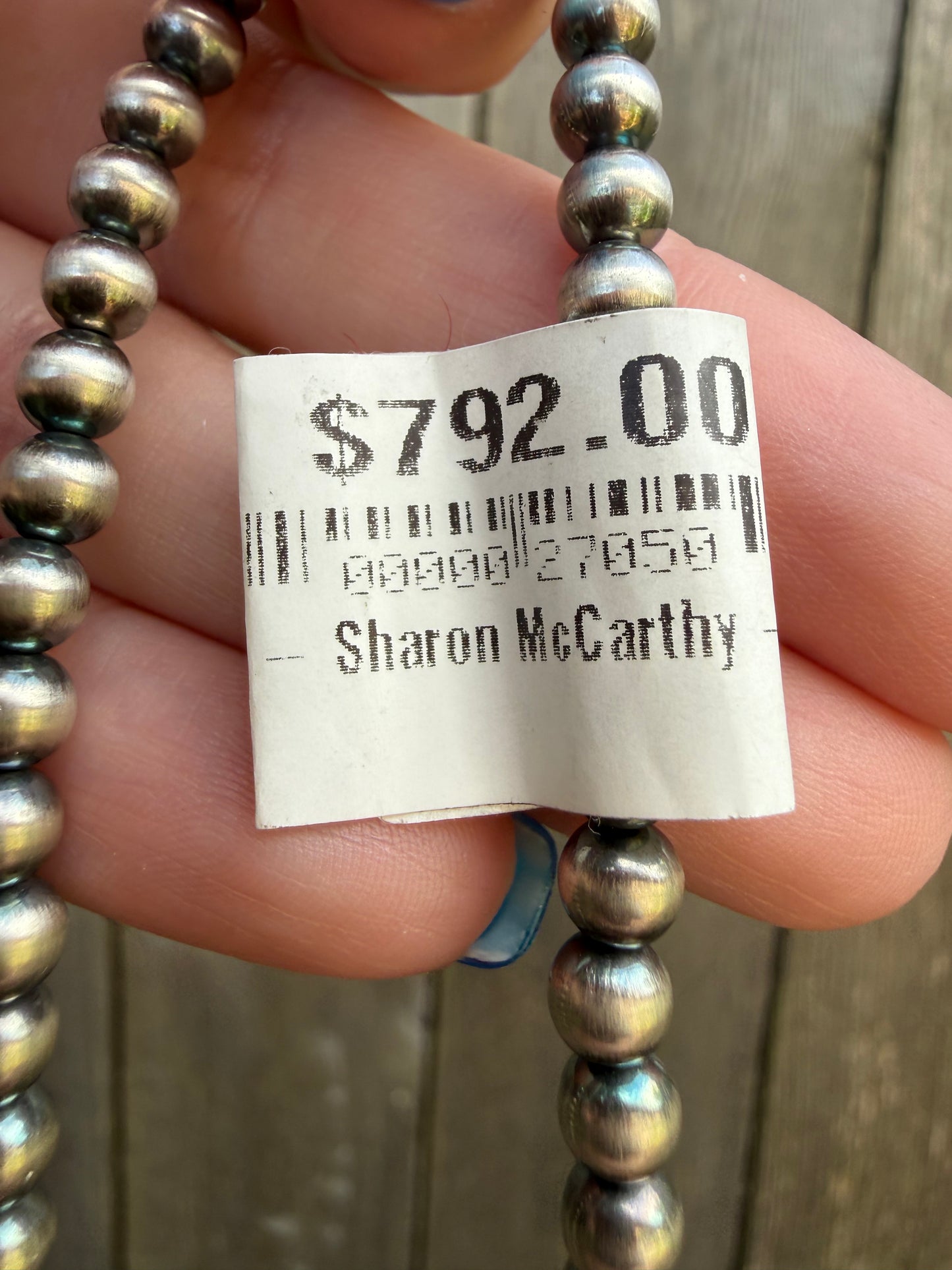 Navajo Golden Hills Turquoise Big Peyote Button Sterling Silver Desert Pearl Necklace by Sharon McCarthy