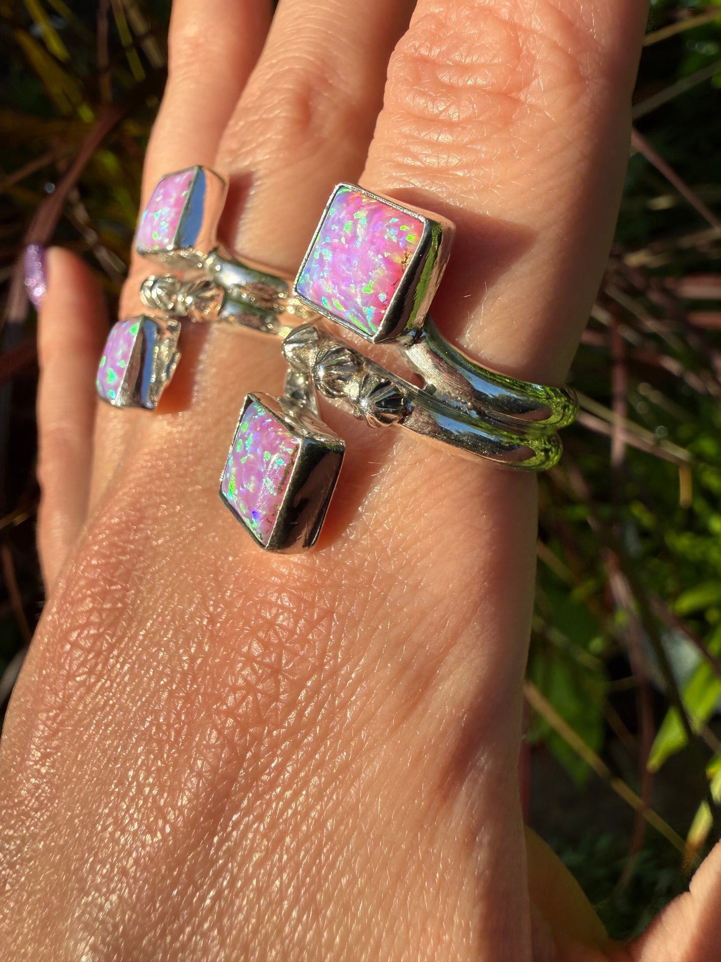 Navajo Pink Balloon Opal Double Stone by Bobby Platero