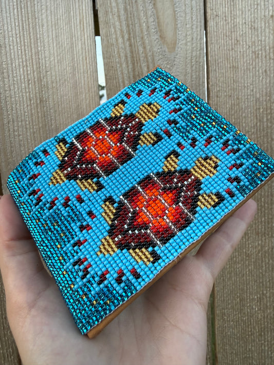 Native Handmade Beadwork Turtle Men’s Genuine Leather Wallet