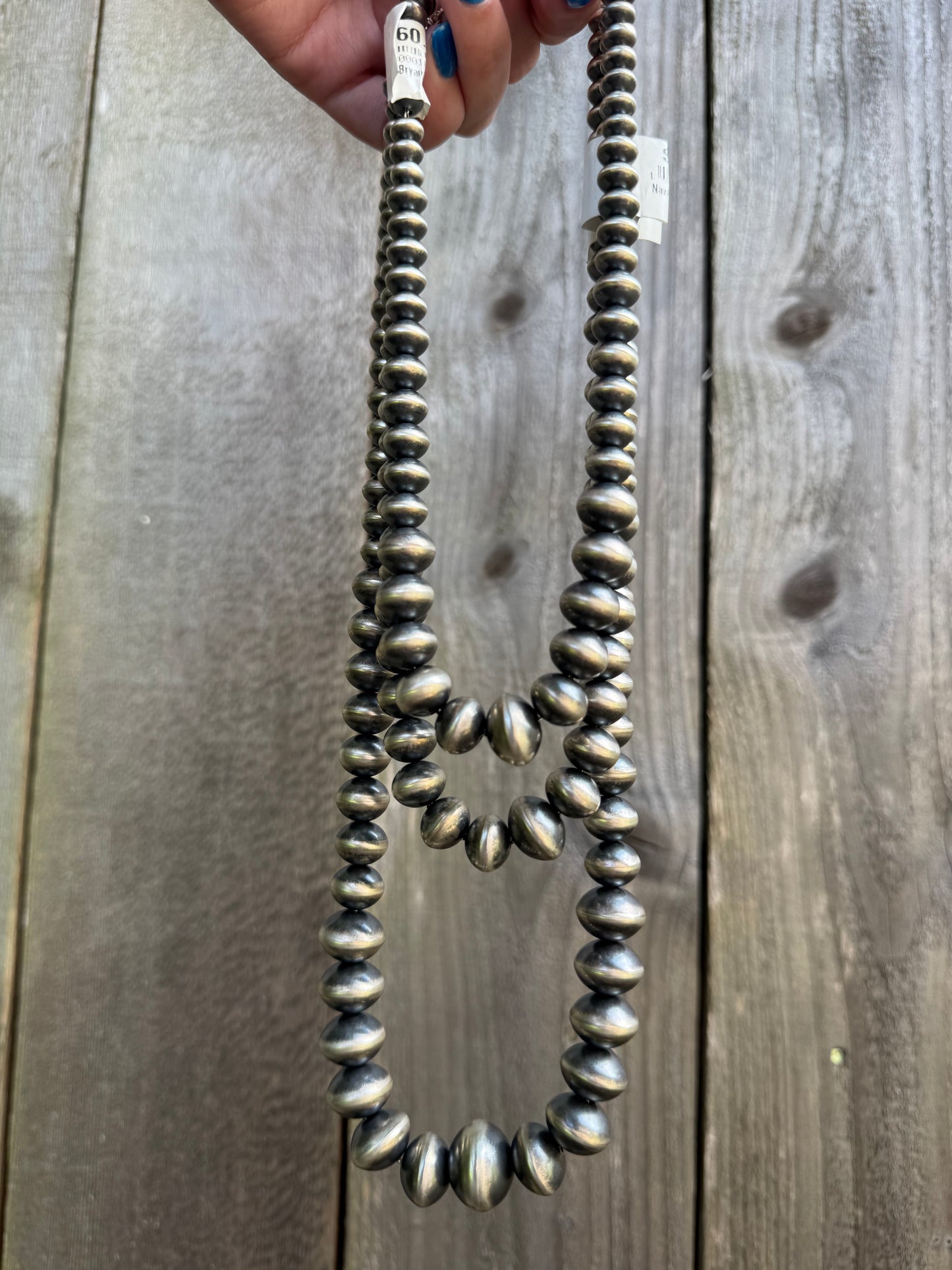 Navajo Pearl Gaduated Sterling Silver Necklace by Bryannen Halwood