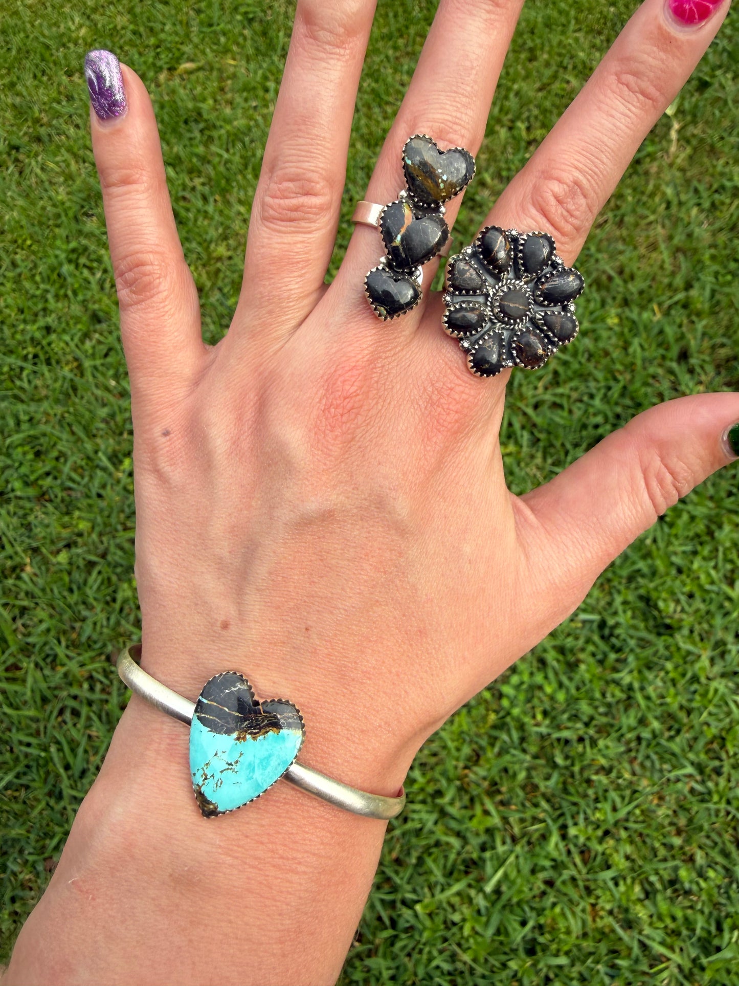 Blackjack TurquoiseSterling Silver Rings or Cuff Bracelet