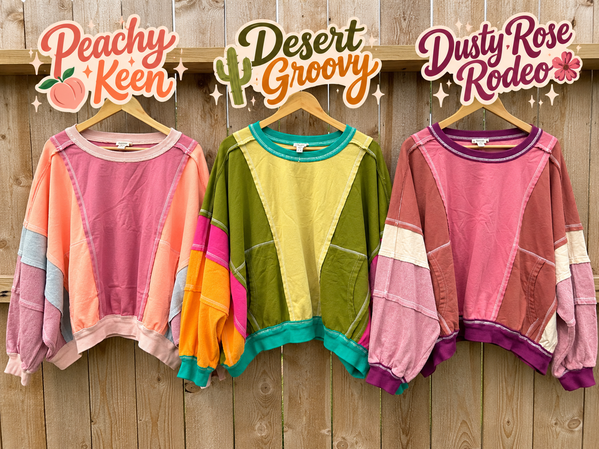 Wild Honey Colorblock Patchwork Exposed Seam Sweatshirt