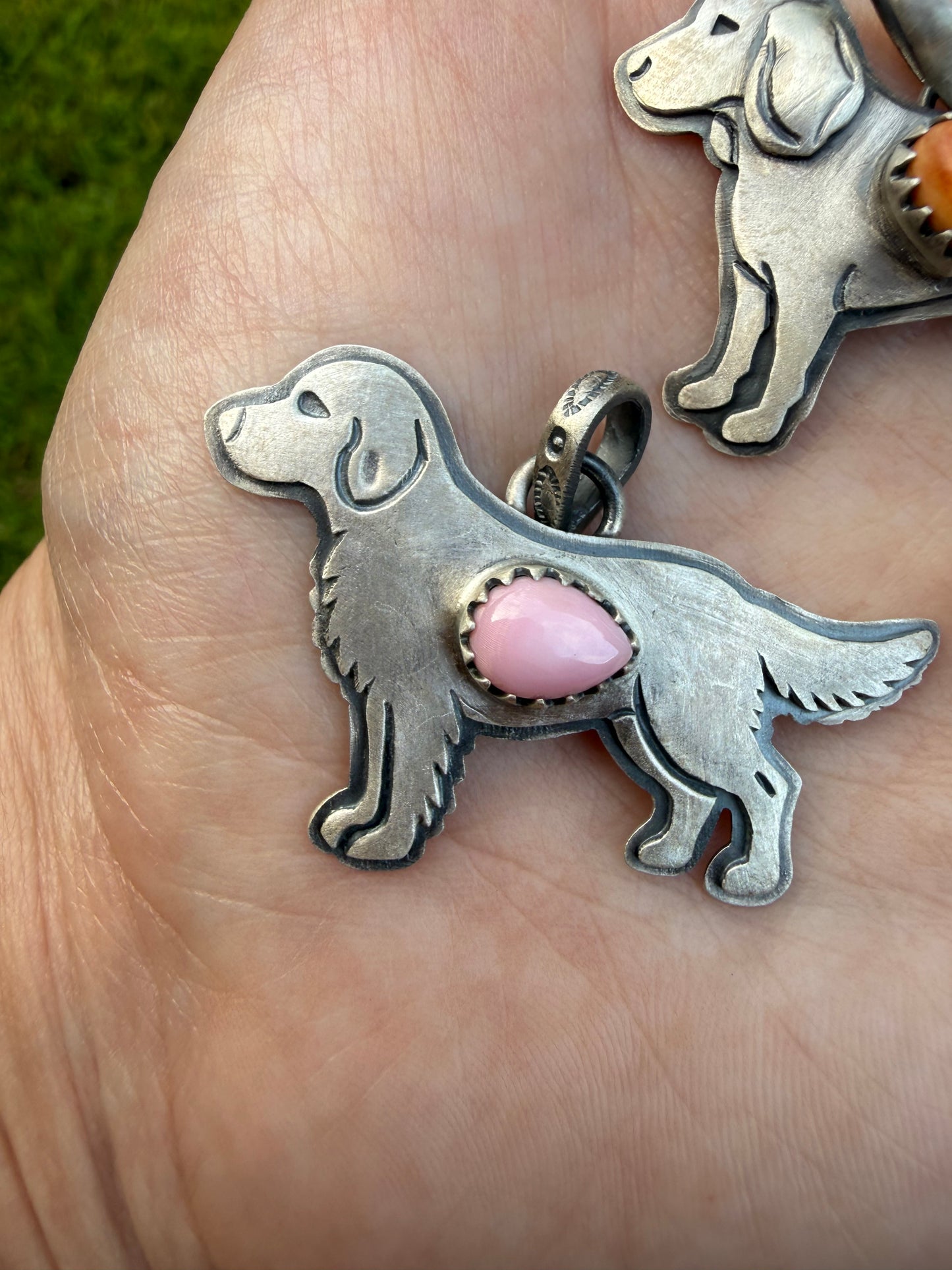 Golden Retriever or Beagle Dog Sterling Silver Handmade Pendant