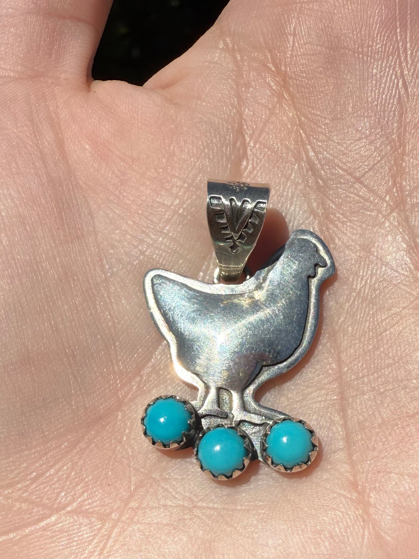 Turquoise Chicken Sterling Silver 925 Pendant