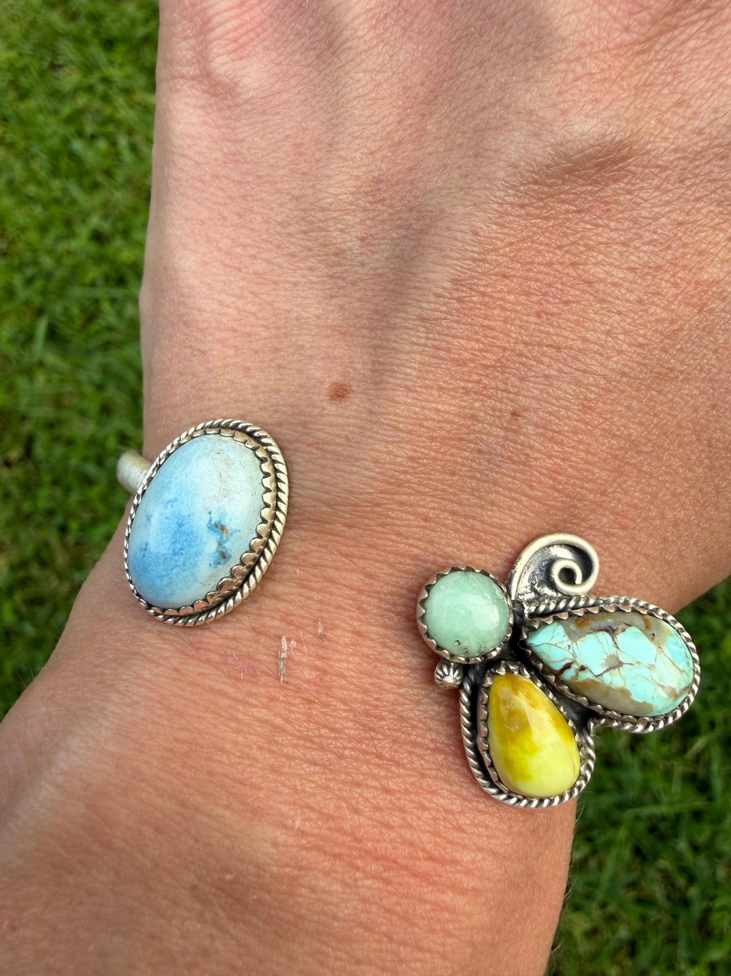 Palomino, Whitewater, and Golden Hills Mixed Stone Adjustable Rings or Cuff Bracelet