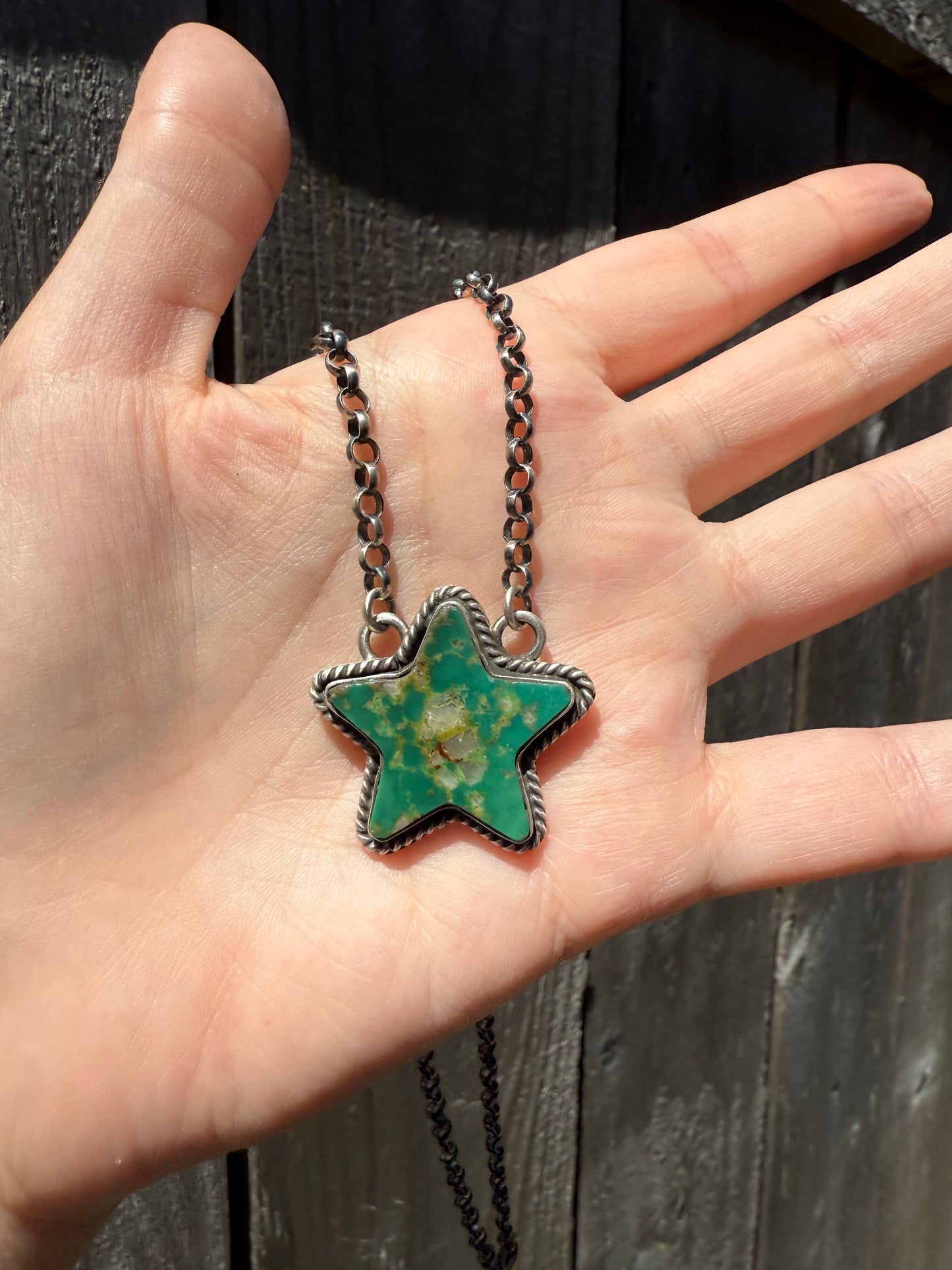 Navajo Turquoise Star Sterling Silver Necklace