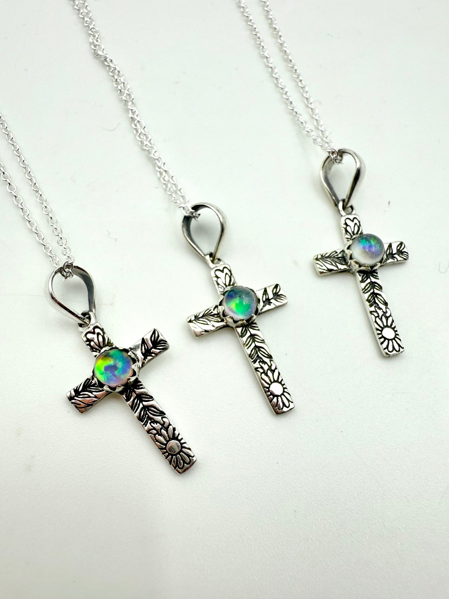 Cross Turquoise and Stone Accent Sterling Silver Necklace