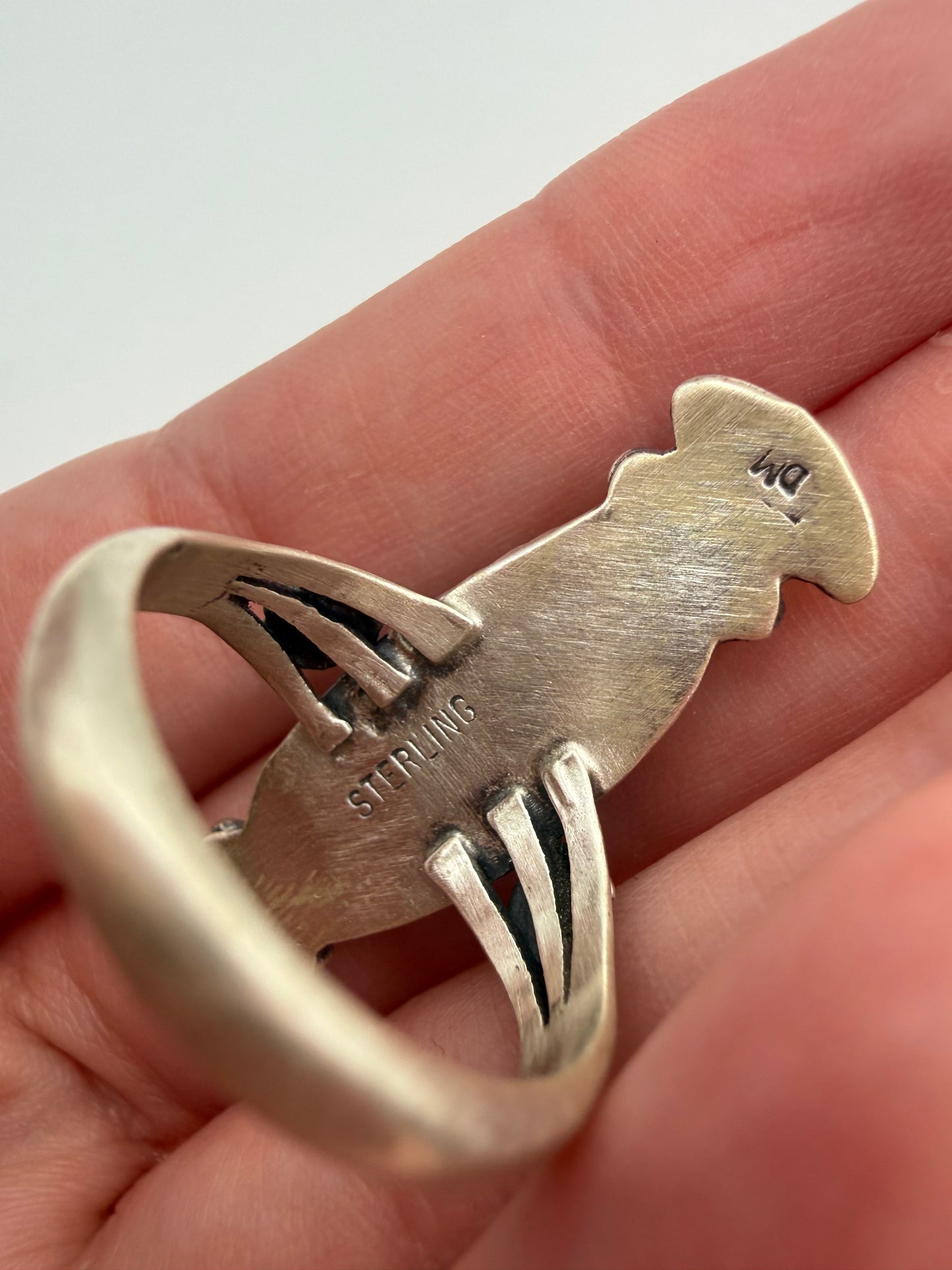 Native Turquoise Long Sterling Silver Ring Size 8 by