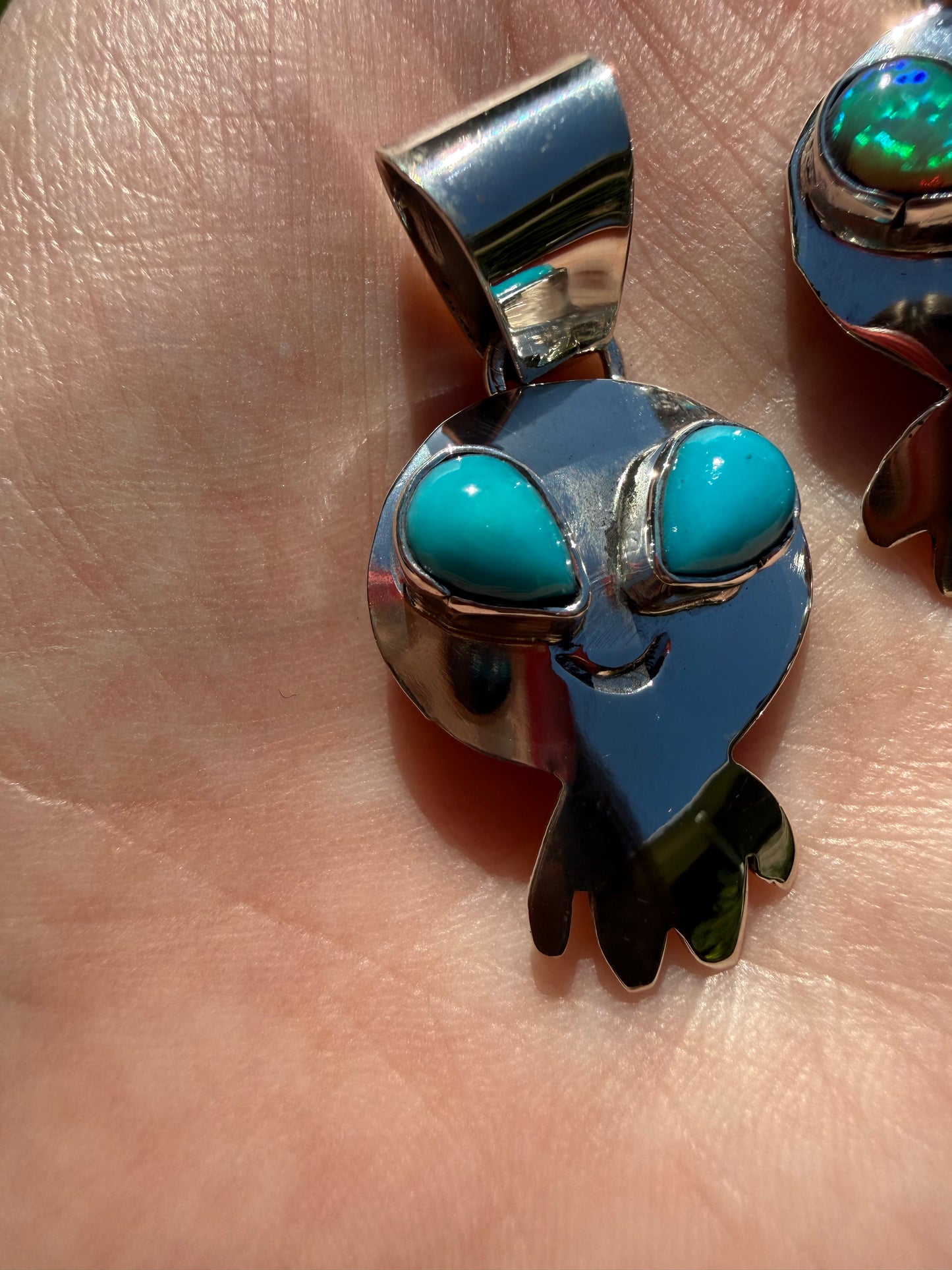 Navajo Turquoise Alien Sterling Silver Pendant