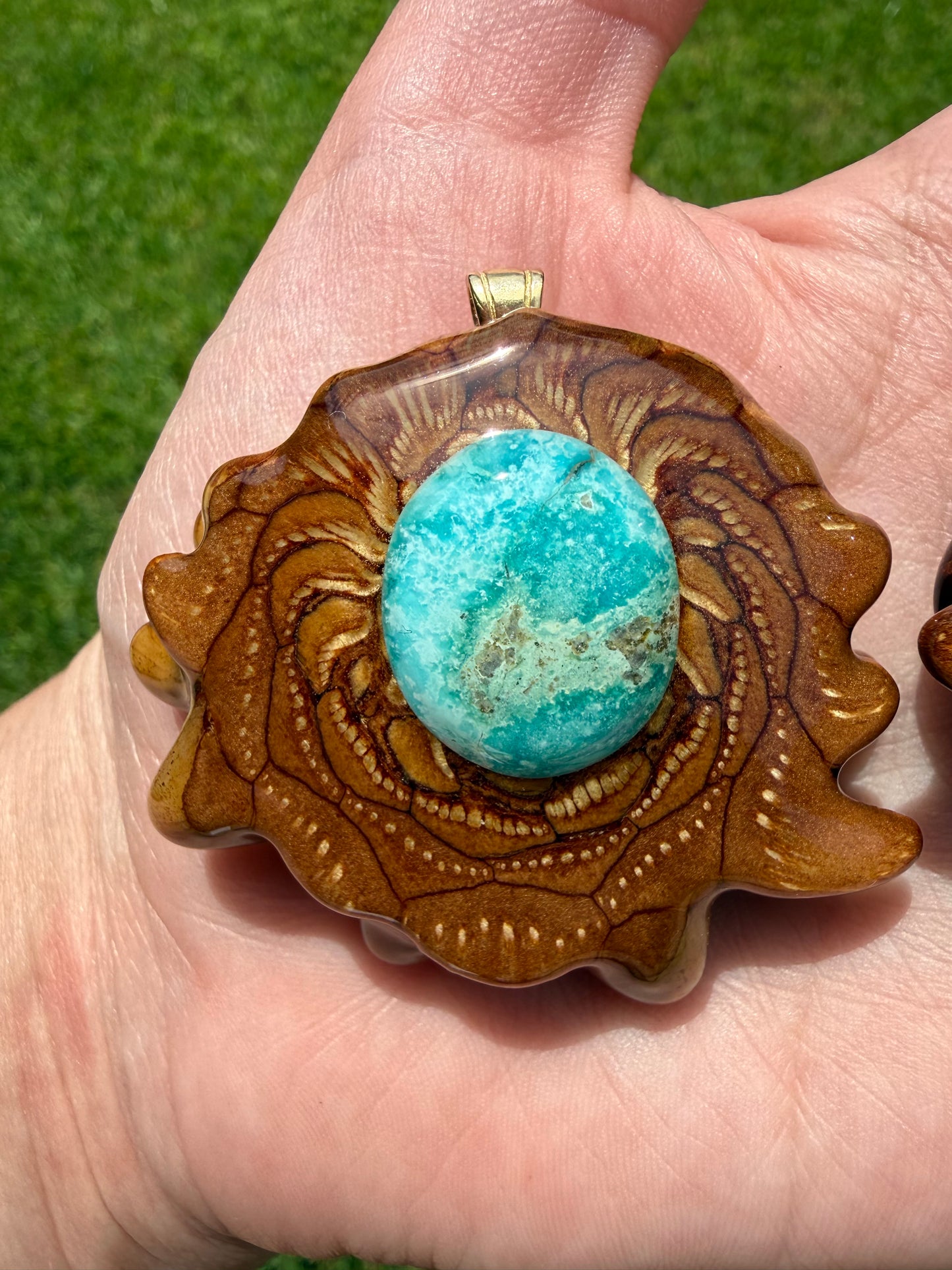 Turquoise with Matrix Pinecone Pendant