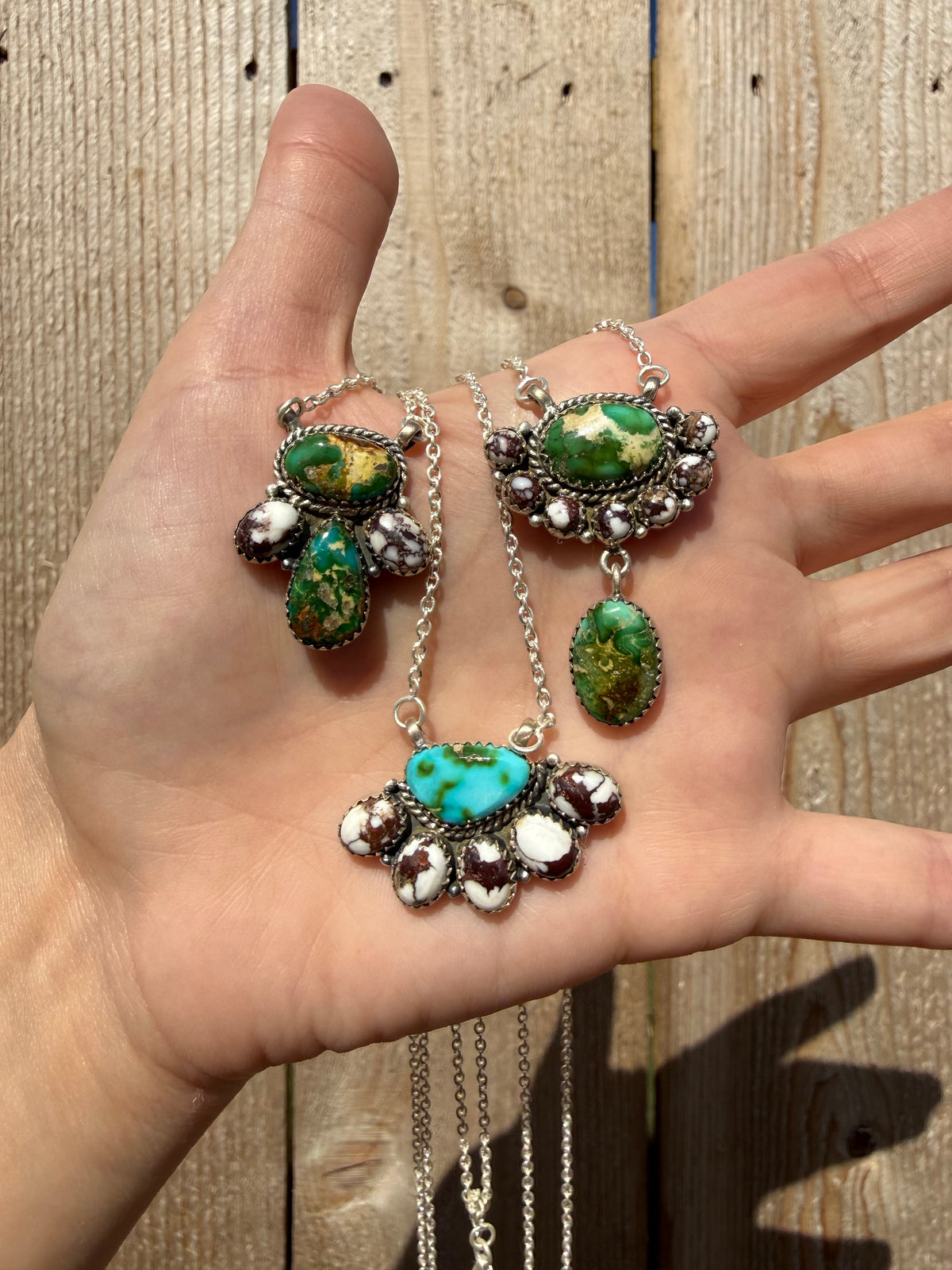 Sonoran Gold Turquoise and Wild Horse Cluster Sterling Silver Necklace