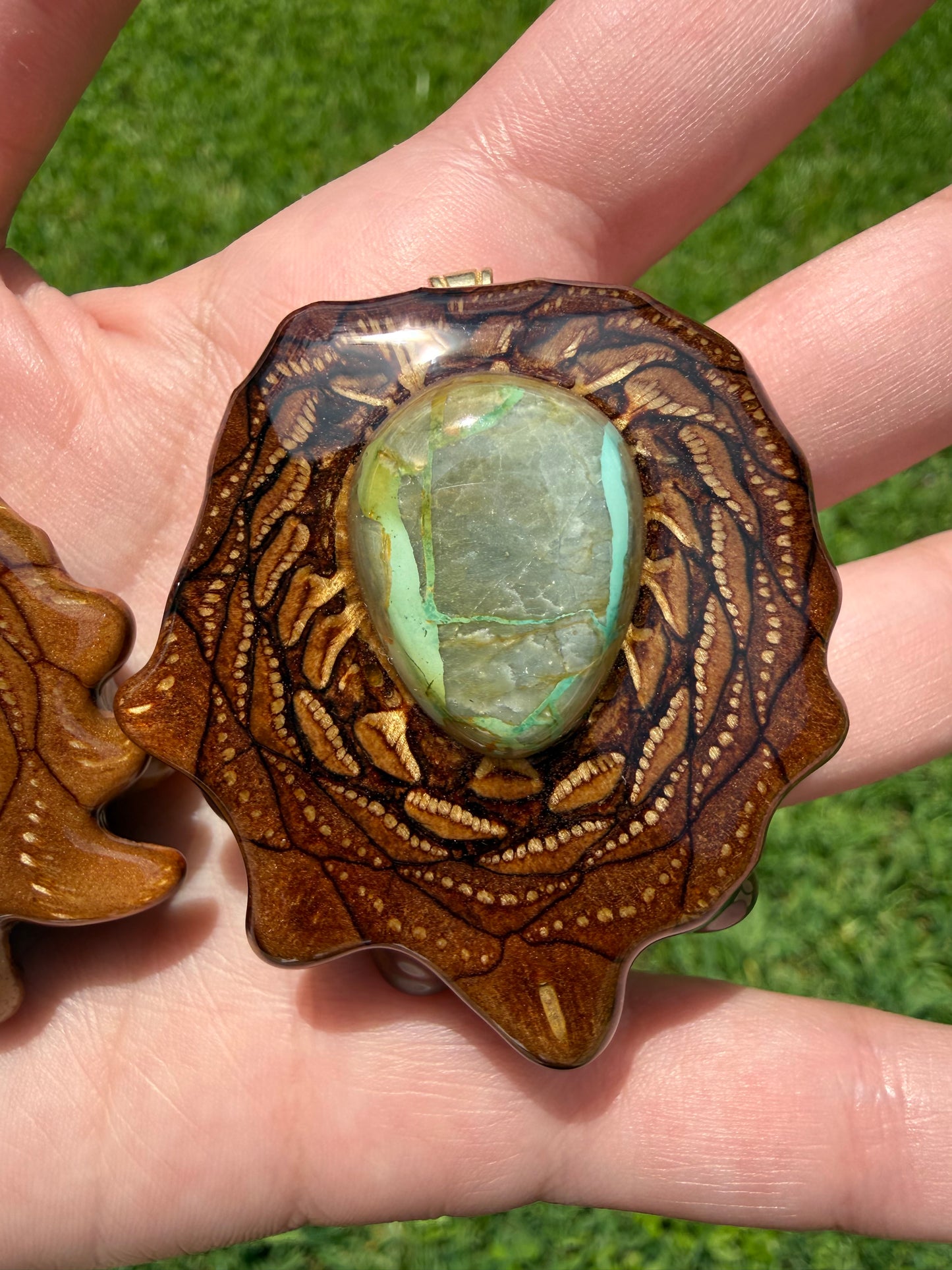 Turquoise with Matrix Pinecone Pendant