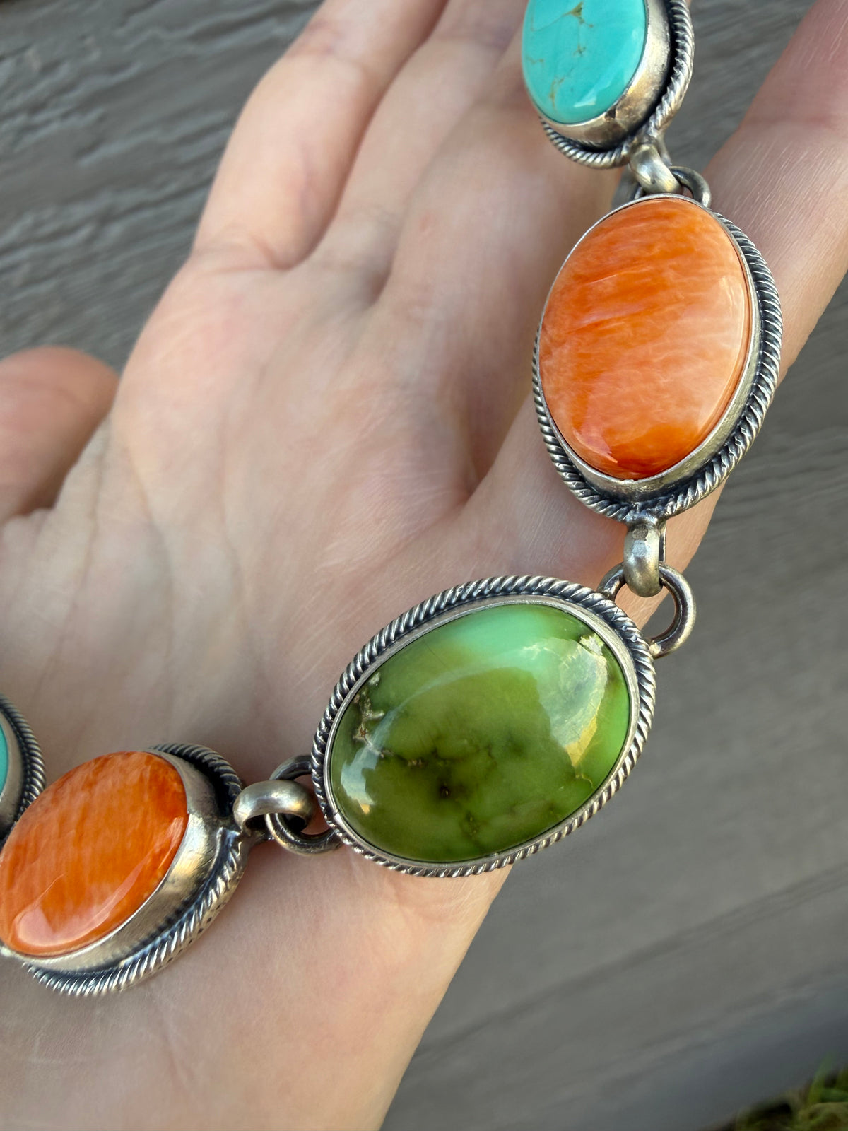 Navajo Multi 7 Stone Choker Sterling Silver Necklace