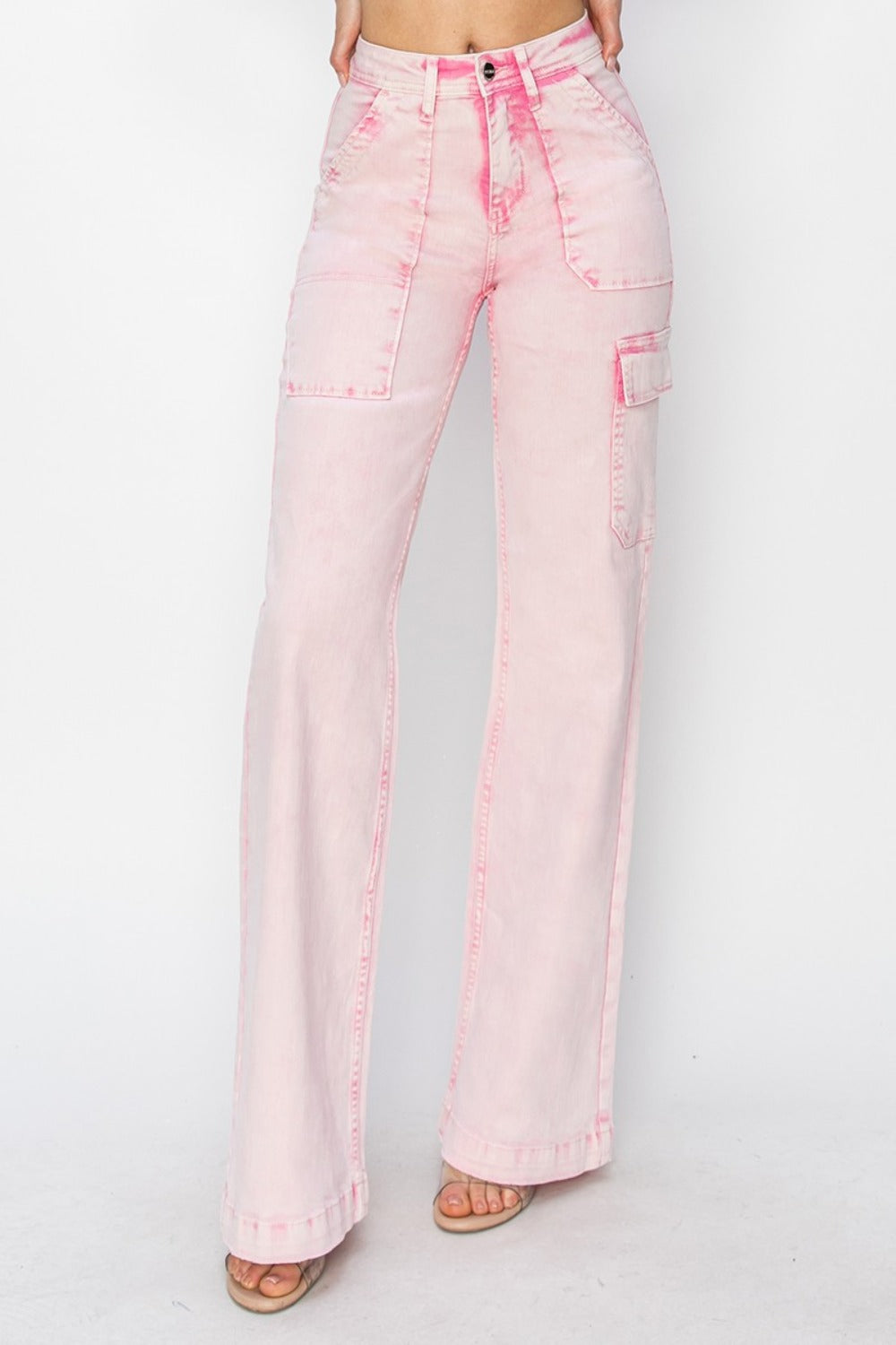 Kylie RISEN Full Size High Rise Cargo Pocket Jeans