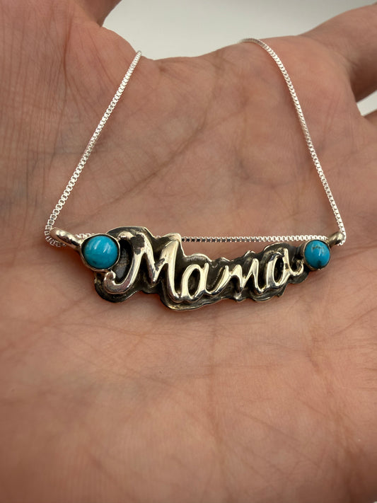 Navajo Mama Necklace Sterling Silver Bar