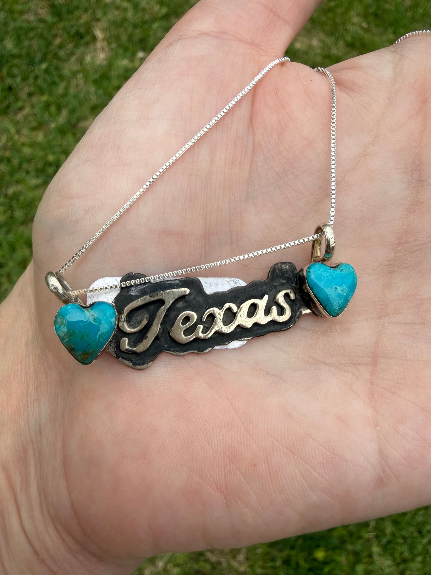 Navajo Texas And Turquoise Plate Sterling Silver Necklace