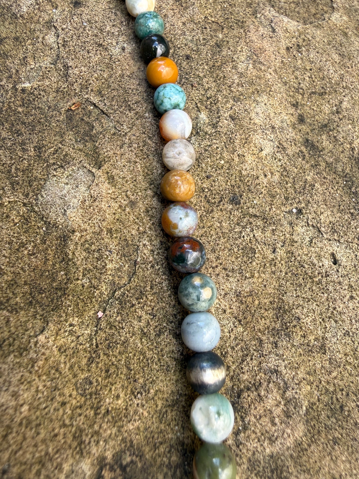 Ocean Jasper and Desert Pearl Sterling Silver Necklace