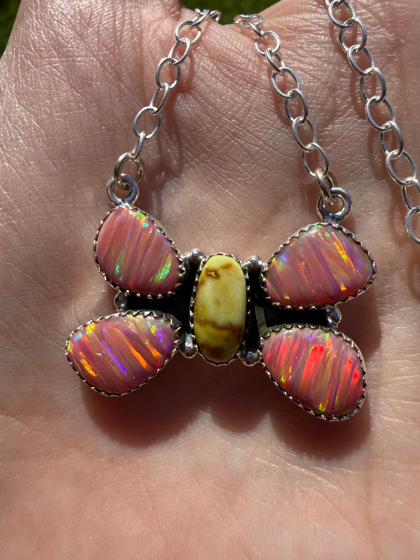 Palomino and Peach Balloon Opal Necklaces or Adjustable Ring